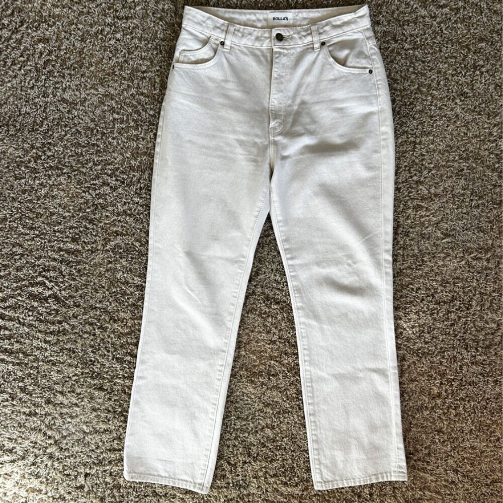 ROLLA'S Original High Rise Straight Jeans in Off White Size 29 Great condition - Picture 5 of 12